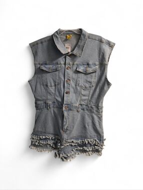 Sexy Sleevless Light Blue Button Down Trendy Denim Romper 1 Sizes  Left 3xl